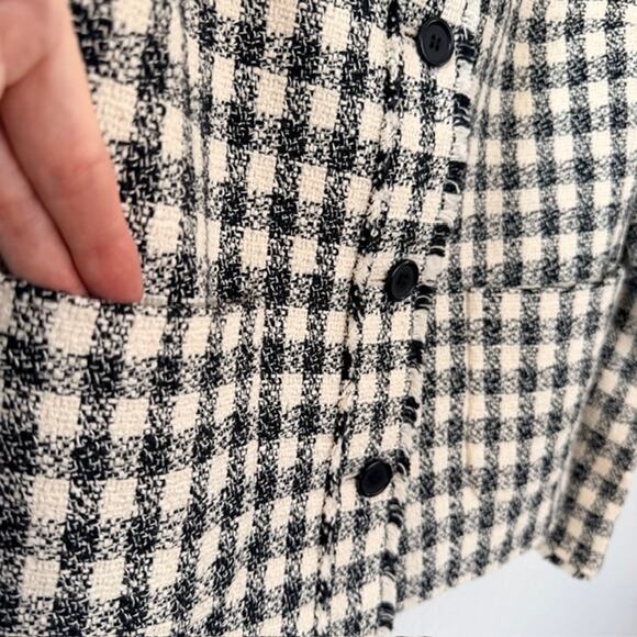 Talbots Gingham Tweed Fringe Jacket Button Front Patch Pockets‎ Lined Women's 6 - Picture 6 of 13
